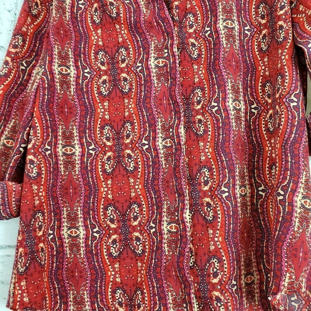 Sanctuary Button Up Paisley Red Long Sleeve Blouse Womens Medium - Picture 3 of 5